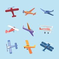 ícones de aviões diferentes vetor
