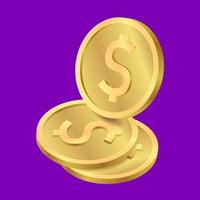 arranjo de moeda de dólar, ícone 3d de moeda de ouro para negócios