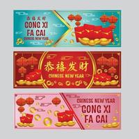 coleção de banner pacote vermelho do ano novo chinês vetor