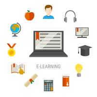 elearning composição plana vetor