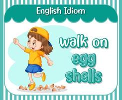 idioma inglês com descrição de imagem para andar sobre cascas de ovos vetor