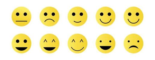conjunto de rostos de emojis felizes, irritados, decepcionados e tristes vetor