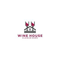 logotipo da wine house com copos combinados com house vetor