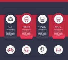 elementos de infográficos de transporte da cidade, modelo de apresentação de transporte público, ilustração vetorial vetor