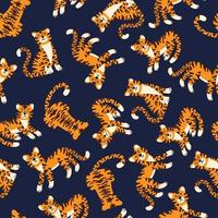 tigres bonitos vetor padrão sem emenda. show de animais de circo. textura da moda. design para tecido, papel de parede, papel de embrulho, cartão de convite, papel de scrapbook.