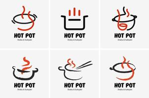 hot pot shabu sukiyaki logo ícone gráfico restaurante buffet japonês vetor