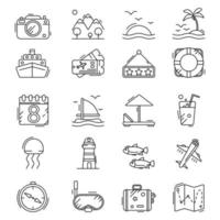 ilustração vetorial conjunto de ícones de contorno de tour e viagens vetor
