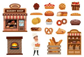 Conjunto de ícones de padaria