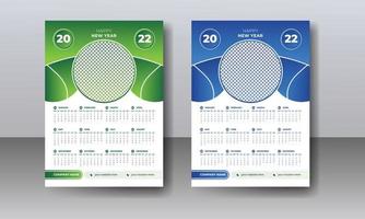 feliz ano novo modelo de design de calendário moderno 2022 colorido para impressão vetor