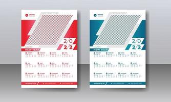 feliz ano novo modelo de design de calendário 2022 colorido moderno para impressão vetor