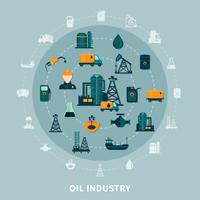 Composição redonda de ícones de petróleo