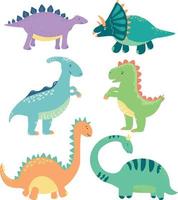 conjunto de vetores de adoráveis dinossauros coloridos