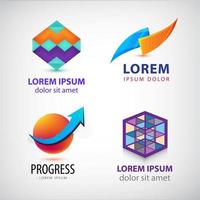 conjunto de vetores de logotipos coloridos abstratos, ícones da empresa. geométrico