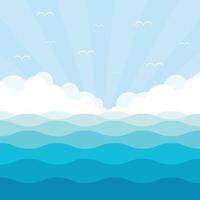 mar azul oceano onda paisagem com dia céu claro de fundo vector