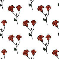 padrão sem emenda com flores vermelhas. fundo floral. flores vermelhas isoladas em fundo branco vetor
