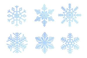 conjunto de flocos de neve gradientes. ícone de design de logotipo. símbolo de inverno de cristal de gelo. modelo para design de inverno. vetor