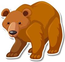 Adesivo de desenho animado de urso pardo vetor