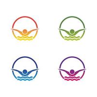 swim logo template icon set vetor