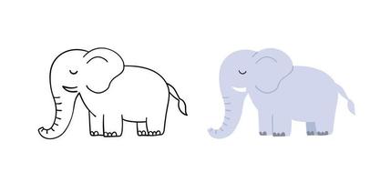 elefante bonito desenhado de mão. ilustração vetorial plana. vetor