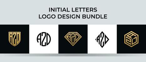 conjunto de letras iniciais azd logo designs vetor