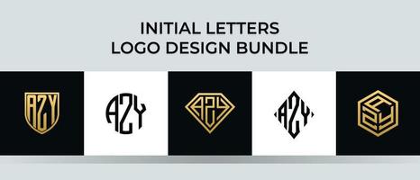 pacote de designs de logotipo azy com letras iniciais vetor