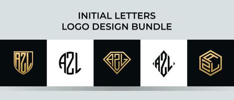 pacote de designs de logotipo azl com letras iniciais vetor