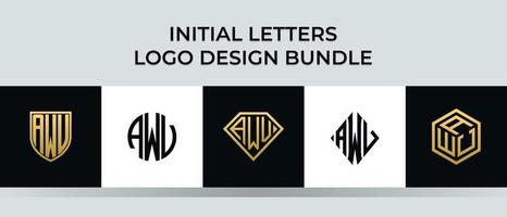 pacote de designs de logotipo awv com letras iniciais vetor