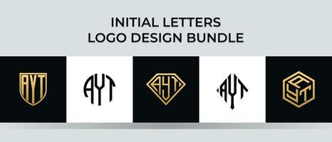 pacote de designs de logotipo ayt letras iniciais vetor