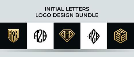 pacote de designs de logotipo azb com letras iniciais vetor