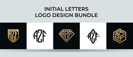 pacote de designs de logotipo azf letras iniciais vetor