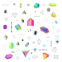 Polygonal Crystals Icons Big Set vetor