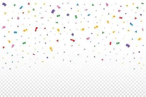 confetes coloridos caindo isolados em fundo transparente. enfeites coloridos caindo. evento e celebração de festa de aniversário. vetor de elementos do festival. ilustração de queda de confete multicolor simples.