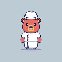 urso fofo vestindo uniforme de chef vetor