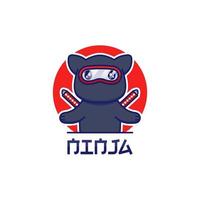 logotipo de gato ninja fofo isolado vetor