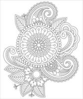 Teste padrão de flor mehndi para desenho de henna para página de colorir adulto. vetor