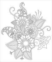 ilustração em vetor desenho abstrato de flores mendie de henna desenhado à mão