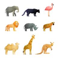 Conjunto de ícones poligonais de animais selvagens do Sul vetor