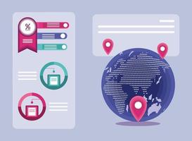 mapa mundial e finanças da informação vetor