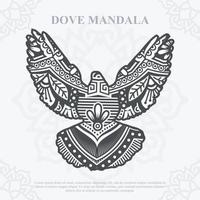 pomba mandala. elementos do estilo boho. animais estilo boho desenhado. ilustração vetorial. vetor