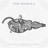 mandala de peixe. elementos do estilo boho. animais estilo boho desenhado. ilustração vetorial. vetor