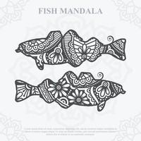 mandala de peixe. elementos do estilo boho. animais estilo boho desenhado. ilustração vetorial. vetor