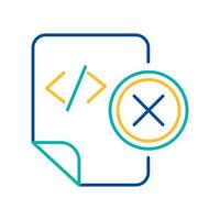 ícone linear de cor de exclusão de arquivo de tag html vetor