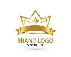 grande luxo ouro coroa real e design de logotipo elegante vetor