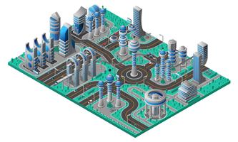 Composição Isométrica da Cidade Futura vetor