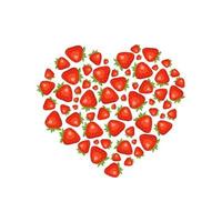 formato de coração feito de morangos vermelhos. decoração do dia dos namorados. ilustração plana do vetor