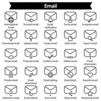 conjunto de ícones de linha de e-mail vetor