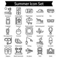 conjunto de ícones de linha de verão vetor
