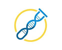 forma de círculo com laboratório de garrafa simples e símbolo de DNA vetor