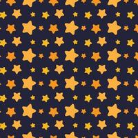 padrão sem emenda com estrelas laranja e amarelas em fundo azul escuro vetor
