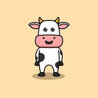 projeto de ilustração dos desenhos animados de vaca de sorriso bonito. design para livro infantil vetor